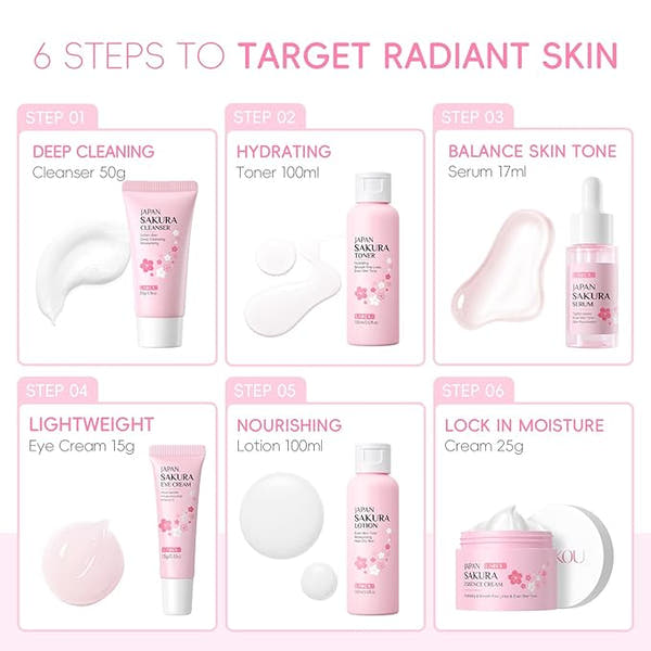 6 Pieces Super Gift Set - Sakura Cherry Blossom Skincare Set